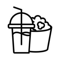 Popcorn und ein Glas Saft Symbol Vektor Umriss Illustration