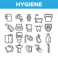 Hygiene, Reinigung dünner Liniensymbole Vektorset vektor