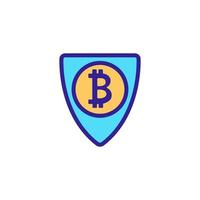 skydd av bitcoin ikon vektor. isolerade kontur symbol illustration vektor