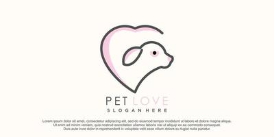 Hunde-Logo-Design mit Premium-Vektor des Liebeskonzepts vektor