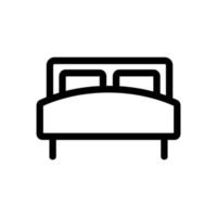 Symbolvektor für Bett mit zwei Schlafzimmern. isolierte kontursymbolillustration vektor