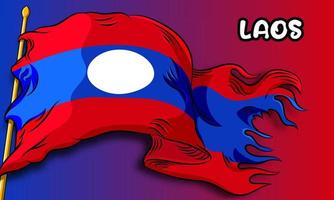 Laos-Vektorflagge mit Hand gezeichnet vektor