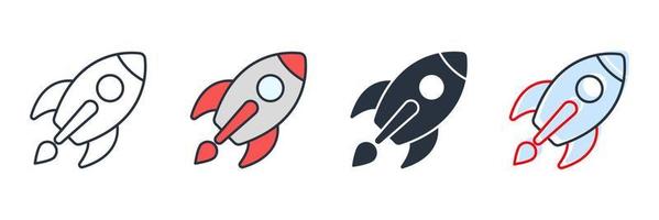astronautik ikon logotyp vektor illustration. raket symbol mall för grafik och webbdesign samling