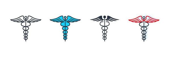 medicin och sjukvård ikon logotyp vektorillustration. caduceus glyph symbol mall för grafik och webbdesign samling vektor