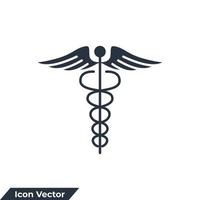 Symbol-Logo-Vektorillustration für Medizin und Gesundheitswesen. Caduceus-Glyphen-Symbolvorlage für Grafik- und Webdesign-Sammlung vektor
