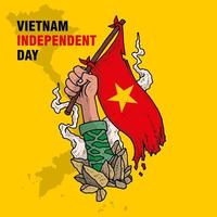 unabhängiger tag vietnams mit handschwenkender flaggenillustration vektor