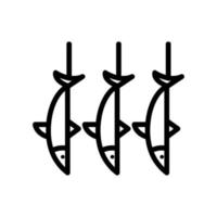 Fisch gefangen hängende Symbolvektorumrisse vektor