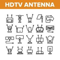 HDTV antenn enhet samling ikoner som vektor