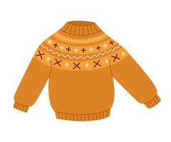 kuschelig warmer Strickpullover mit Ornament. flache vektorillustration lokalisiert auf weißem hintergrund. vektor