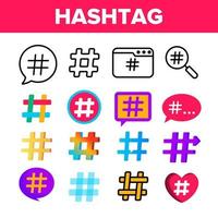 hashtag, nummer tecken vektor färg ikoner set