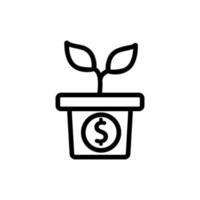 Geld Blumentopf Symbol Vektor Umriss Illustration