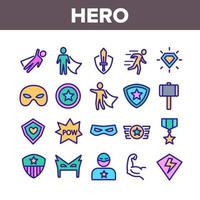 superhjälte samling element ikoner set vektor