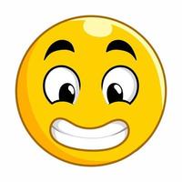 glada leende vektor emoji. tecknad lycka uttryckssymbol leende ansikte