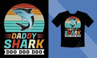 daddy shark doo doo doo retro vektor designmall för t-shirtdesign