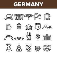Tyskland land kultur element ikoner set vektor