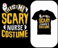 Dies ist mein gruseliges Krankenschwesterkostüm, eine lustige Halloween-Krankenschwesterkostümidee. niedliches Halloween-Party-T-Shirt mit Druckdesign. Zitate Sprüche für Krankenschwestern. gruseliges hexenkrankenschwesterplakat, banner, karte vektor