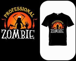 professionell zombie, rolig halloween sjuksköterska kostym idé. söt halloween party t-shirt tryck design. citat ordspråk för sjuksköterskor. skrämmande häxa sjuksköterska affisch, banderoll, kort vektor
