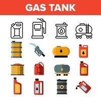 gas, bensin tank linjär vektor ikoner set
