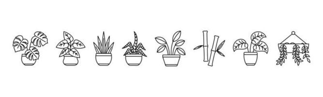 Zimmerpflanzen Linie Kunst Symbol Design Vorlage Vektor Illustration