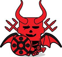 röd djävul skalle söt armé maskot karaktär tecknad vektor
