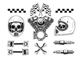 motorcykel set handritad illustration vektor