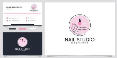 nagelstudio logotyp design med kreativt koncept och visitkort design premium vektor