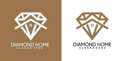 diamant- und hauslogodesign mit kreativem konzept vektor