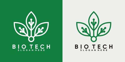 bio tech logotyp med linjekonst stil vektor