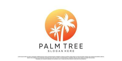 Palmträd logotyp formgivningsmall med kreativa koncept premium vektor