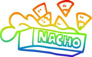 Regenbogen-Gradientenlinie Zeichnung Cartoon-Nacho-Box vektor