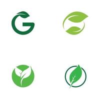 gröna blad logotyp. vektordesign av trädgårdar, växter och natur. vektor