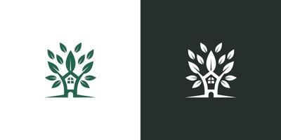 Logo-Vektordesign für die Natur zu Hause vektor