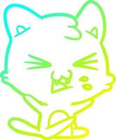 Kalte Gradientenlinie Zeichnung Cartoon-Katze zischen vektor