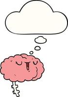 Happy Cartoon Gehirn und Gedankenblase vektor