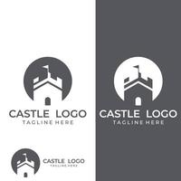 schloss logo silhouette, schloss logo mit schild kombination design vektor illustration vorlage.