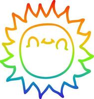 Regenbogen-Gradientenlinie Zeichnung Cartoon fröhlicher Sonnenschein vektor