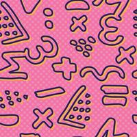 Farbfelder von Mustern im Memphis-Stil, nahtloser Hintergrund. Design 80-90er. handzeichnung skizzentexturen. vektor