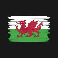 Wales flagga borste vektor. National flagga vektor