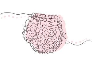 Darm handgezeichnetes Symbol durchgehende Linienzeichnung und rosa flache Silhouette. menschliche Organe. medizin trendiges konzept ein einzeiliges design. Umriss einfaches Bild Schwarz-Weiß-Vektor vektor