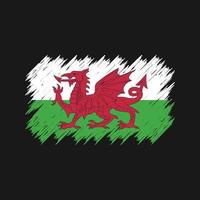 Wales flaggborste. National flagga vektor