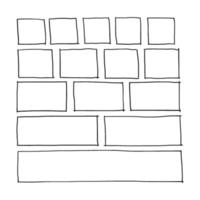 fria handritade rektanglar och rutor i olika storlekar. doodle som markerar grafiska element. vektor illustration ritad av en penna isolerad på en vit bakgrund.
