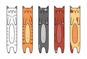 vektor tecknad katt bokmärken samling. söta husdjur bokmärken i platt stil
