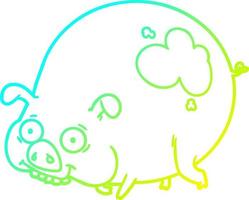 Kalte Gradientenlinie Zeichnung Cartoon schlammiges Schwein vektor