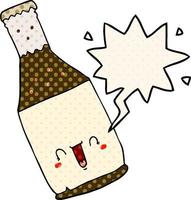 Cartoon-Bierflasche und Sprechblase im Comic-Stil vektor