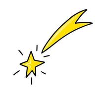 Sternschnuppen-Symbol. Kometenschweif oder Sternspur. Weihnachtsstern. Traum und Erfolg. Vektor, Abbildung.