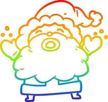 regenbogengradientenlinie zeichnet den weihnachtsmann, der frustriert schreit vektor