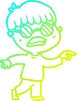 Kalte Gradientenlinie Zeichnung Cartoon-Junge mit Brille vektor