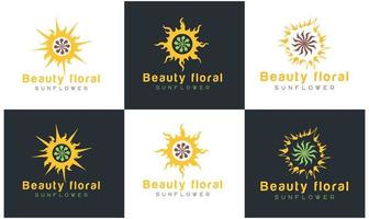solros logotyp, solens strålar business logotyp design vektor mall