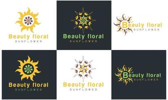 solros logotyp, solens strålar business logotyp design vektor mall