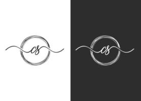minimalistisk bokstav cs logotyp designmall vektor